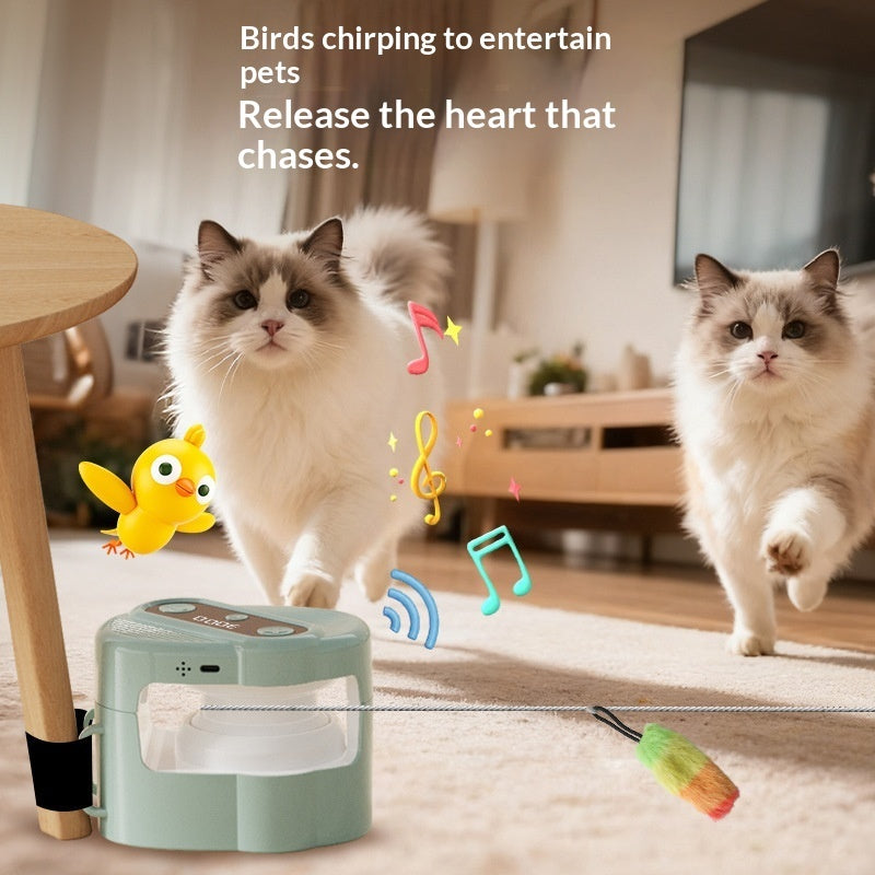 Electric Remote-Controlled Cat Teaser Rod With Ball Smart Interactive Cat Toy With Sound
