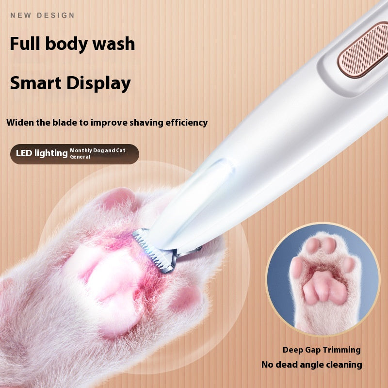 Waterproof Pet Paw Trimmer with LED Light & Wide Blade