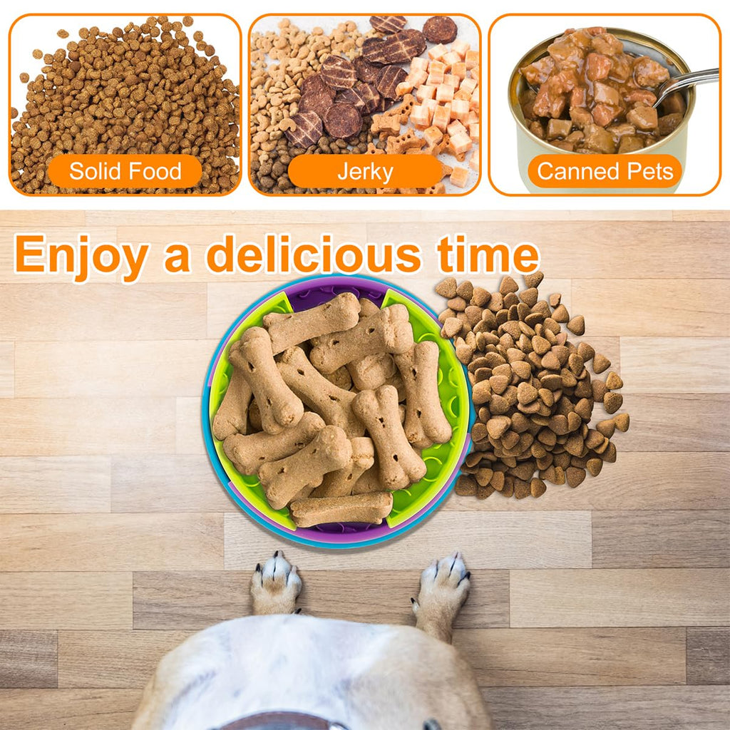3‑in‑1 Slow‑Feed Pet Bowl with Puzzle & Lick Mat