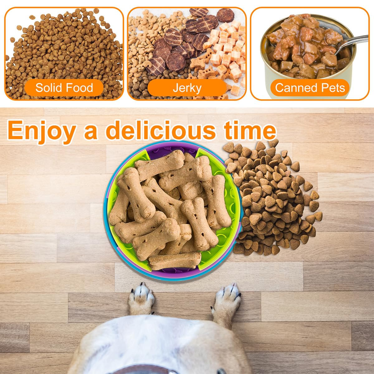 3‑in‑1 Slow‑Feed Pet Bowl with Puzzle & Lick Mat