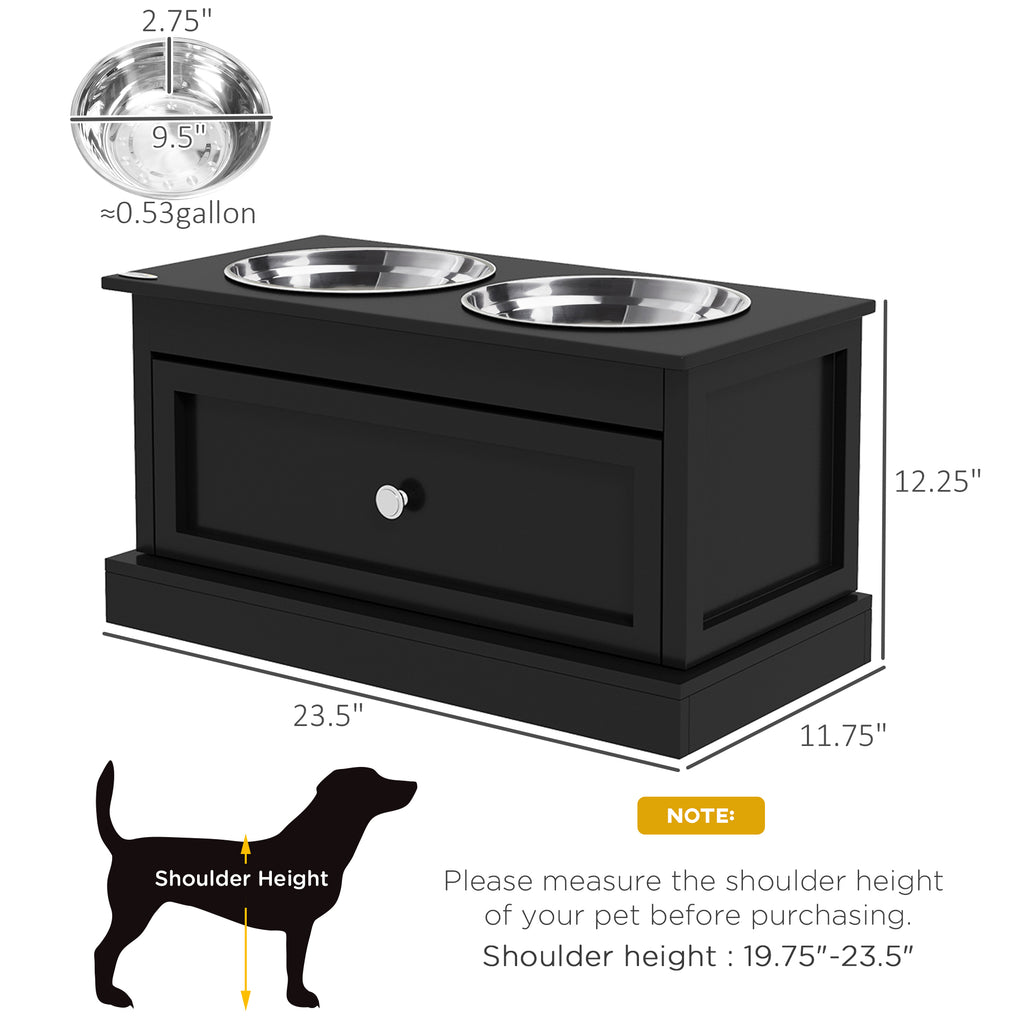 Large Elevated Dog Bowls with 11L Storage Drawer