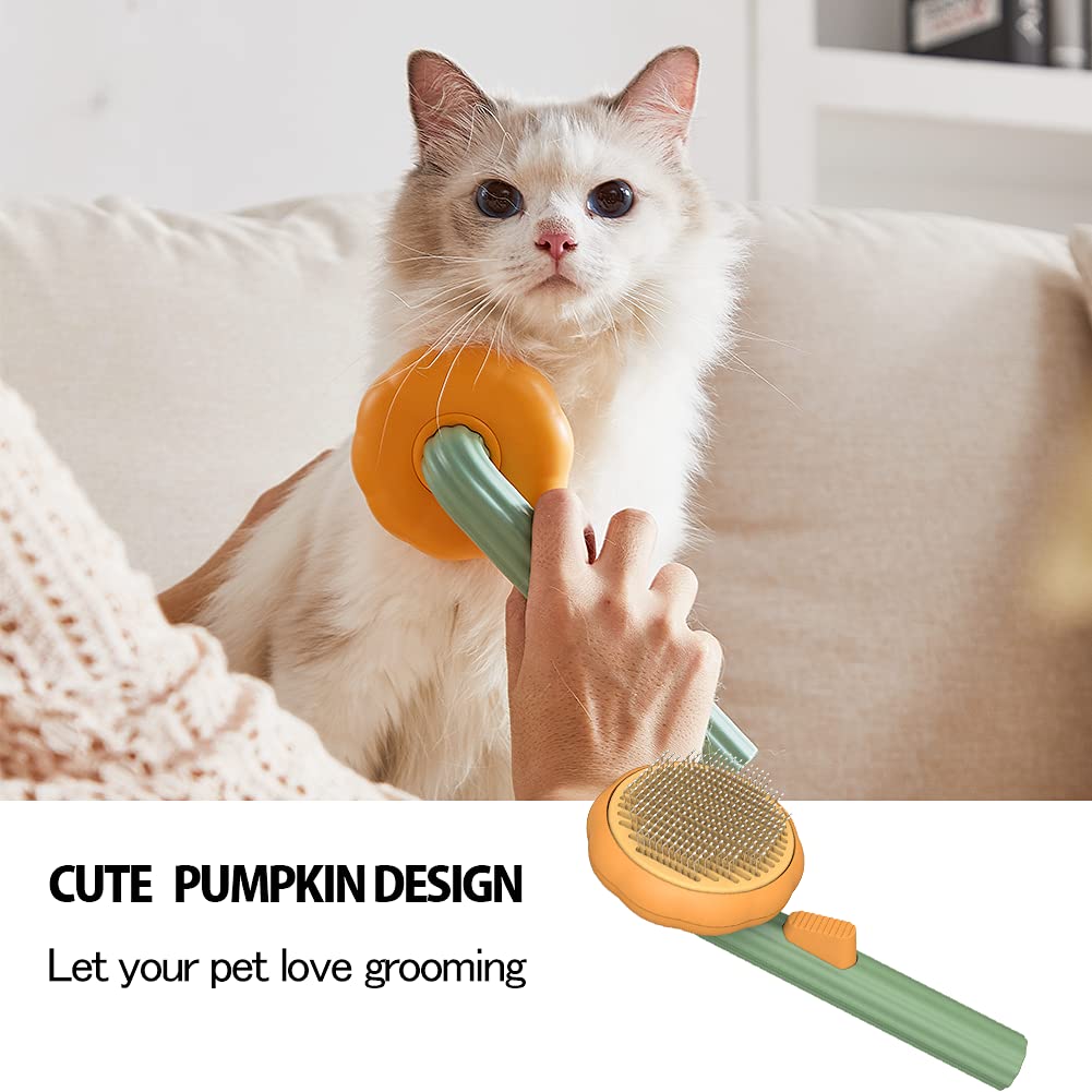 Pet Pumpkin Self‑Cleaning Slicker Brush