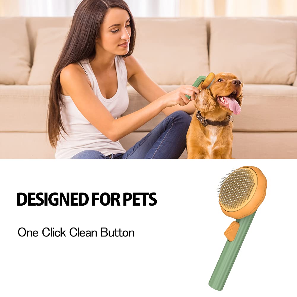 Pet Pumpkin Self‑Cleaning Slicker Brush