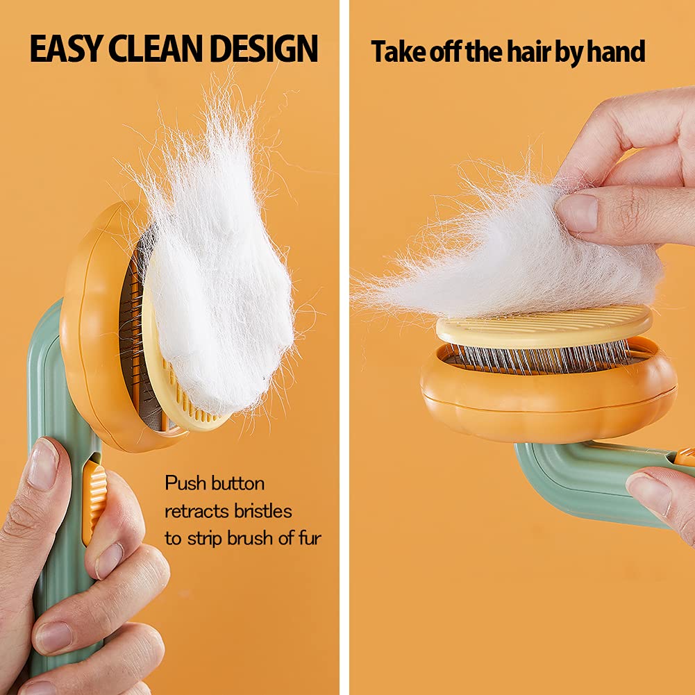 Pet Pumpkin Self‑Cleaning Slicker Brush