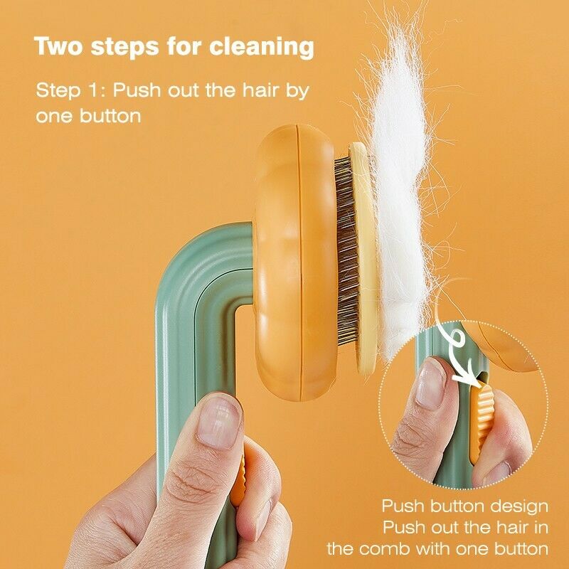 Pet Pumpkin Self‑Cleaning Slicker Brush