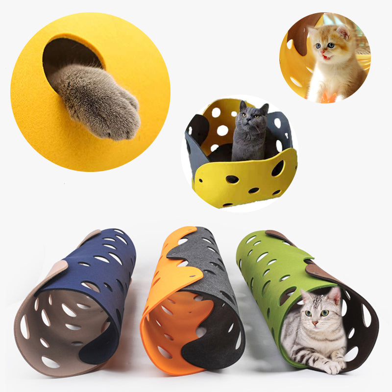 Cat Tunnel Toy – Felt Collapsible Tube