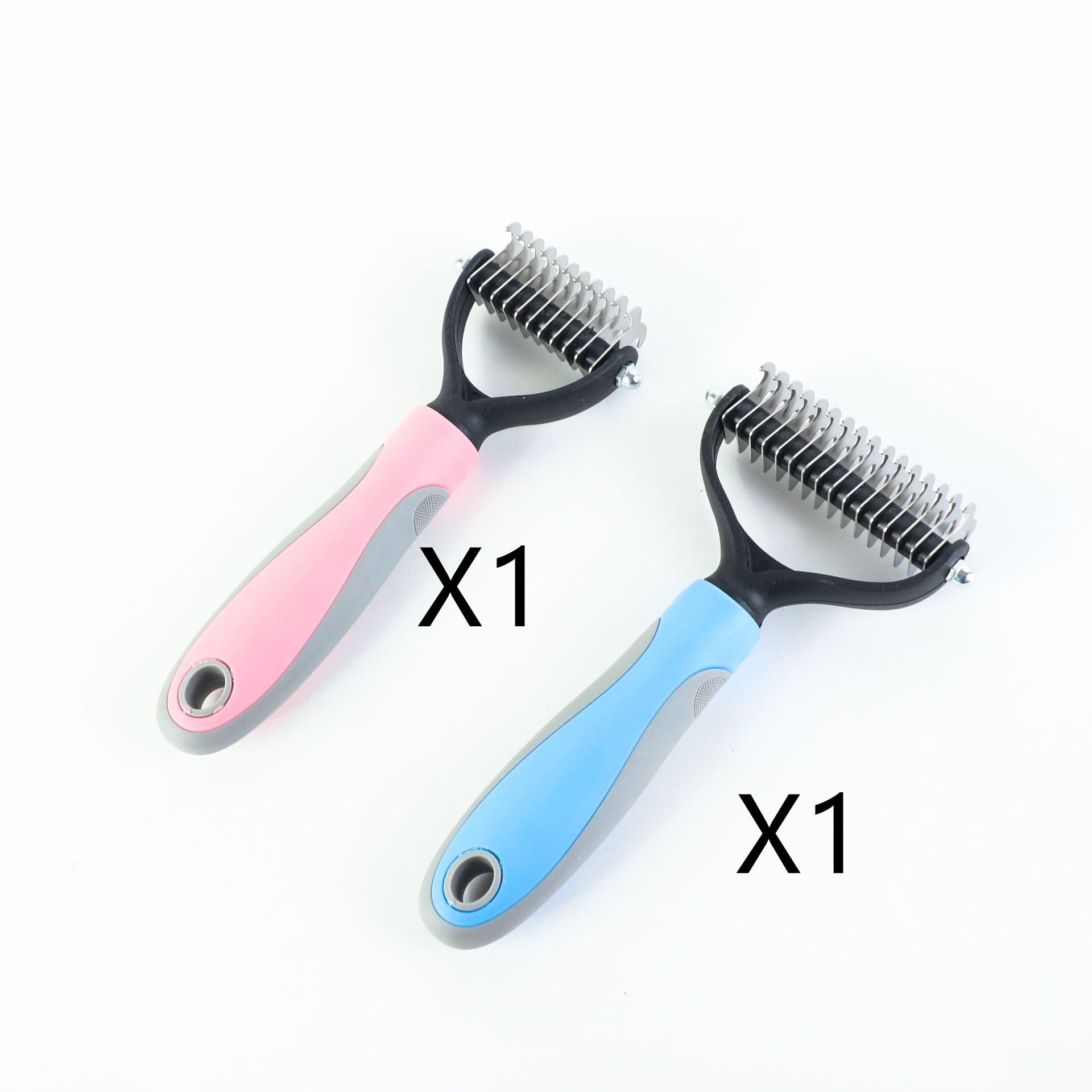 Stainless Steel Double‑Sided Pet Dematting & Shedding Brush