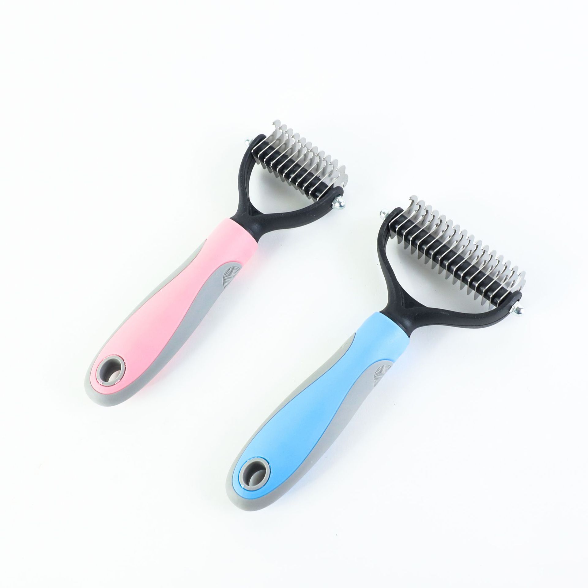 Stainless Steel Double‑Sided Pet Dematting & Shedding Brush