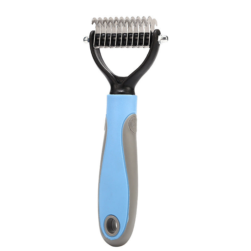 Stainless Steel Double‑Sided Pet Dematting & Shedding Brush