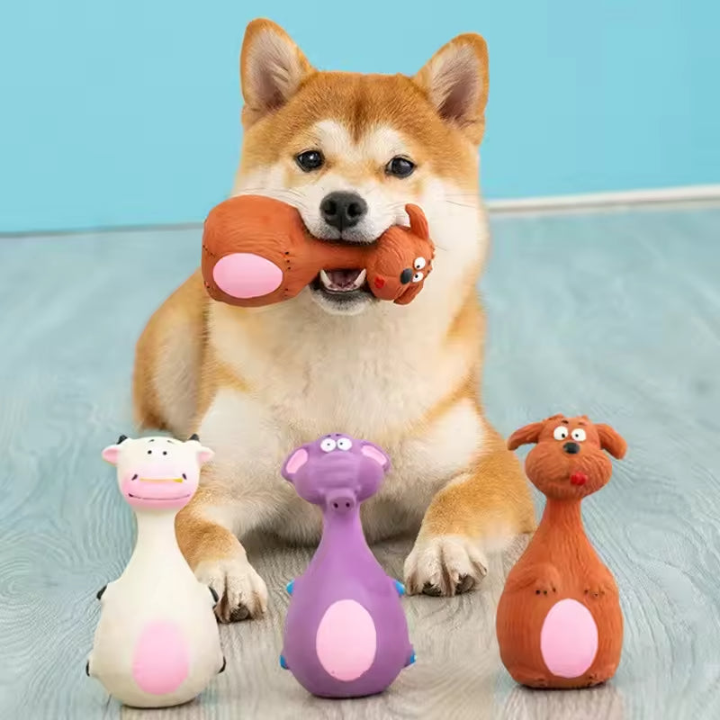 4pcs Cute Latex Dog Chew Toys With Sound, Interactive Biting Toys For Dental Health, Puppy Teething Pet Supplies