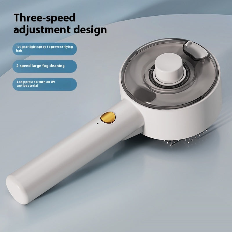 Pet Steam Grooming Brush & Self‑Cleaning Hair Remover