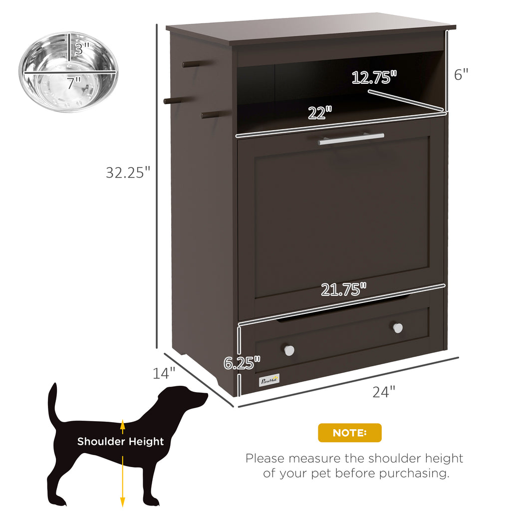 Pet Feeder Station Cabinet with Raised Bowls & Food Storage