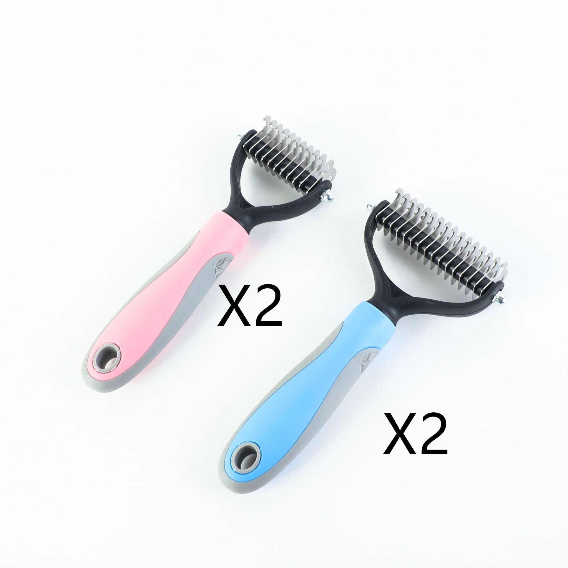 Stainless Steel Double‑Sided Pet Dematting & Shedding Brush