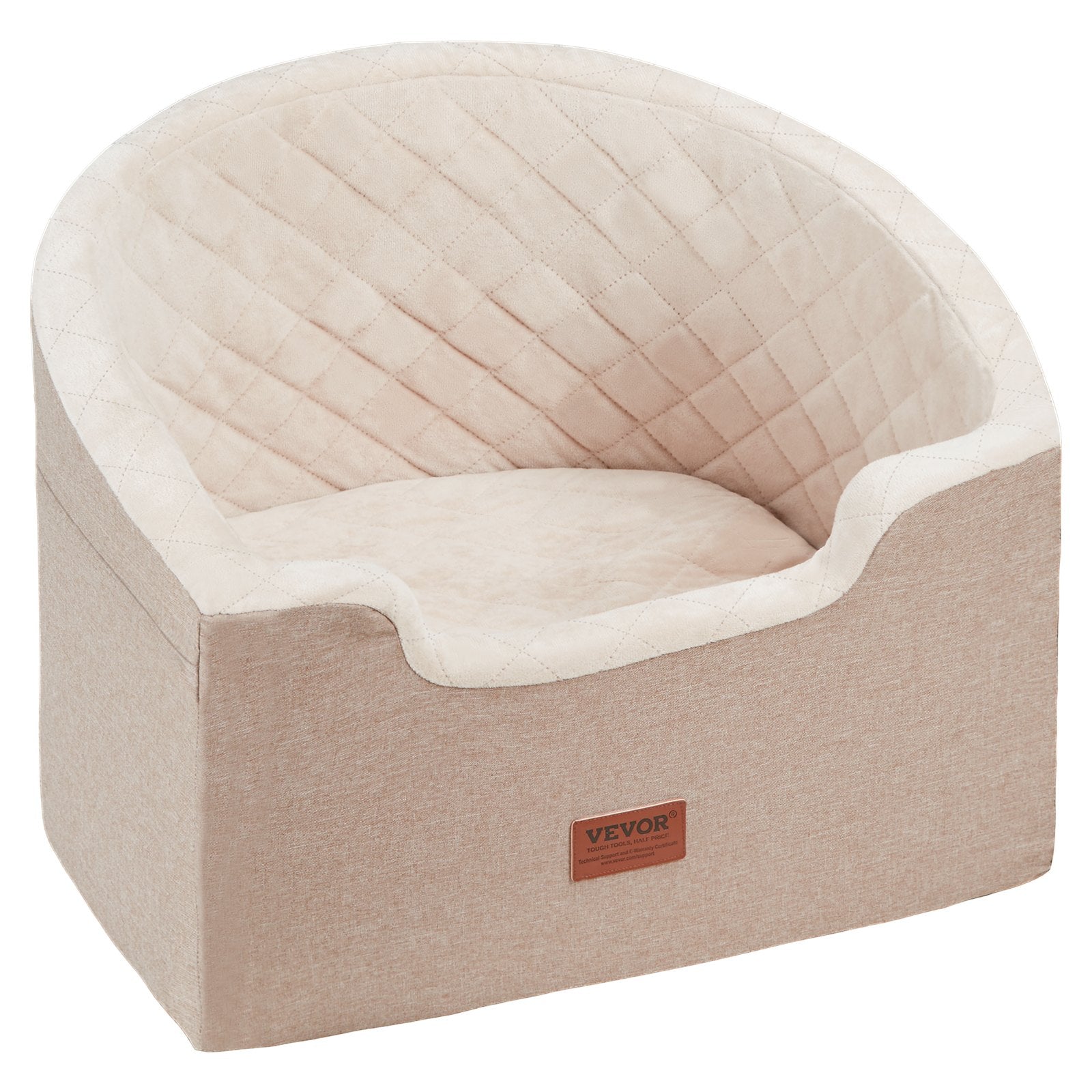 VEVOR Dog Booster Car Seat Pet Car Seat For Small Medium Dog Up To 55 Lbs Brown