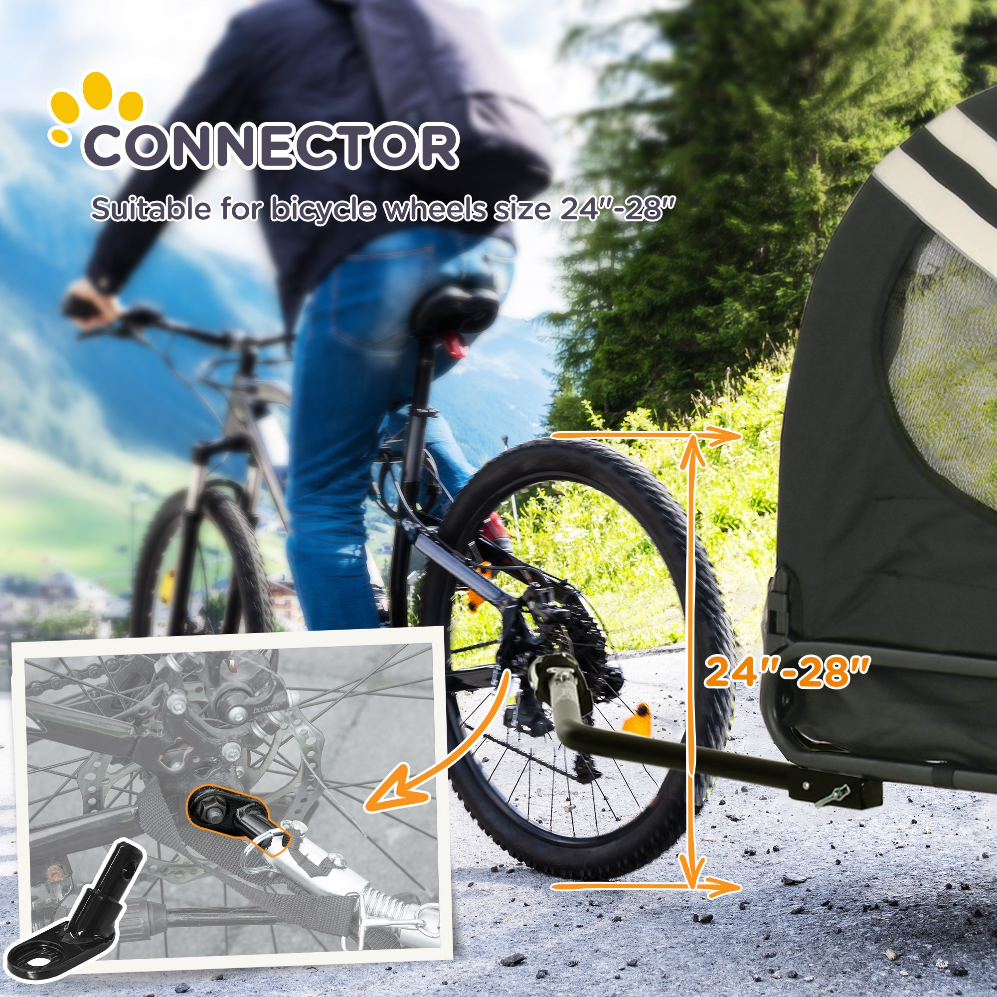 2-in-1 Pet Bike Trailer for Small Dogs, Road-Visibility Dog Stroller Bicycle Carrier, Weather-Strong Bike Wagon Trailer Sidecar Attachment, White