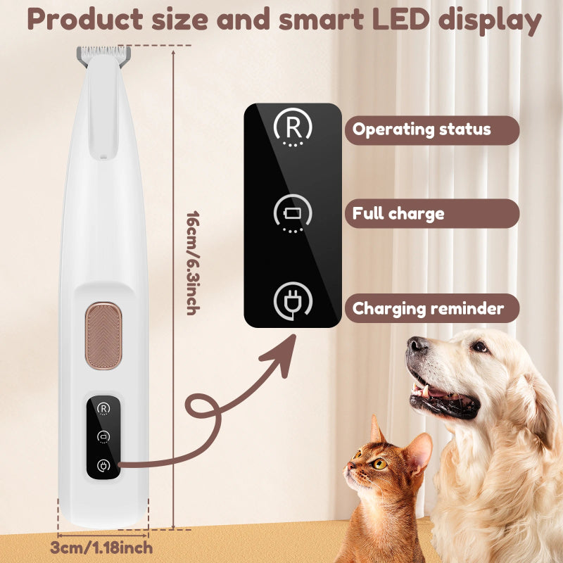 Waterproof Pet Paw Trimmer with LED Light & Wide Blade