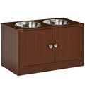 Elevated Dog Bowl Stand with Storage Cabinet – Brown