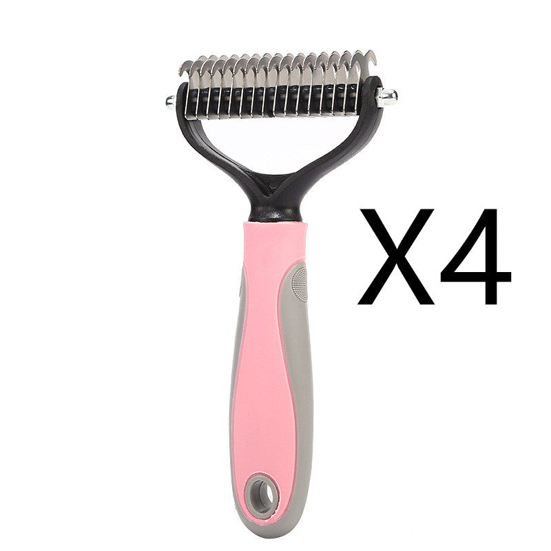 Stainless Steel Double‑Sided Pet Dematting & Shedding Brush