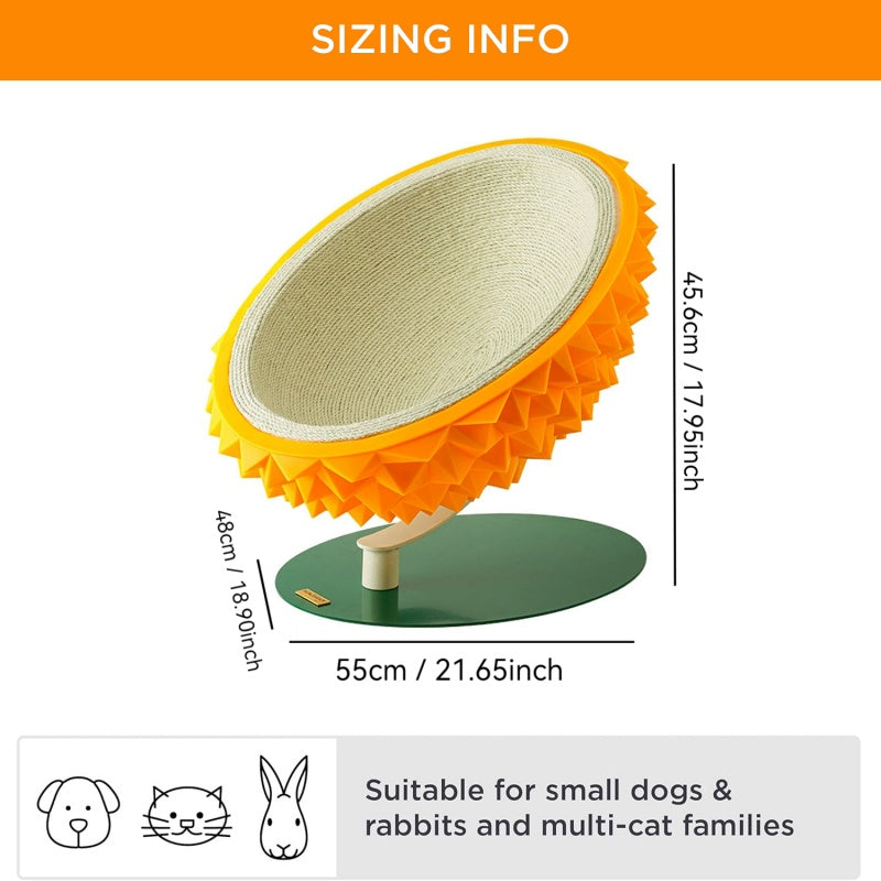 Durian Shape Cat Scratching Bed Cat House - Comfortable Sisal Rope Scratching Board With PVC Plastic Combination, 3 In 1 Cat Resting Bed - Suitable For Cat Claw Care, Cute And Sturdy Assembled Pet Fur