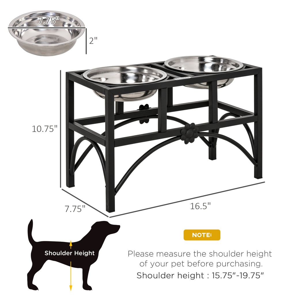 17″ Heavy‑Duty Elevated Dog Feeding Station with Double Stainless Bowls