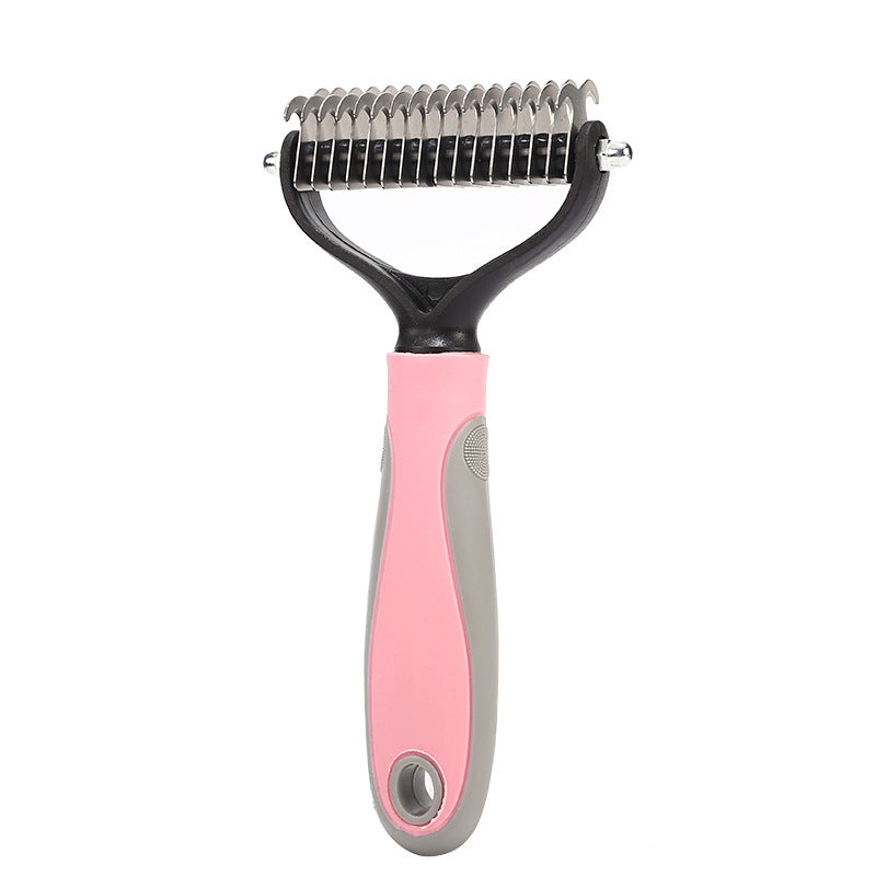 Stainless Steel Double‑Sided Pet Dematting & Shedding Brush