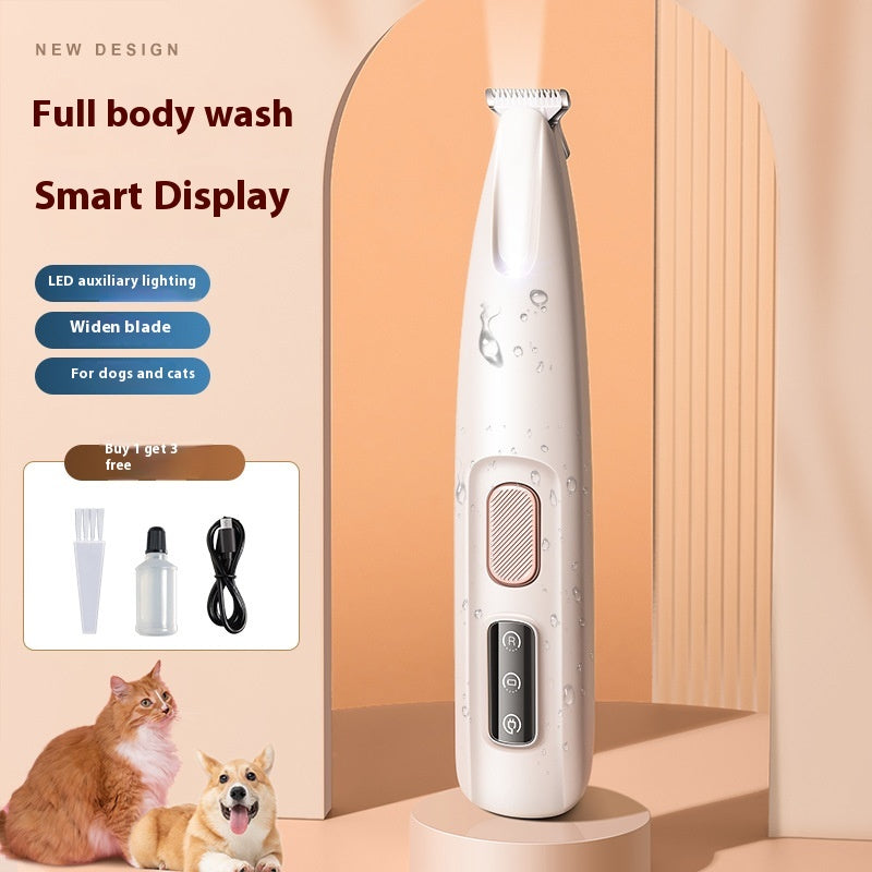 Waterproof Pet Paw Trimmer with LED Light & Wide Blade