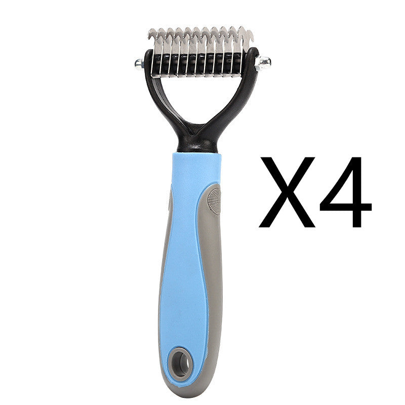 Stainless Steel Double‑Sided Pet Dematting & Shedding Brush