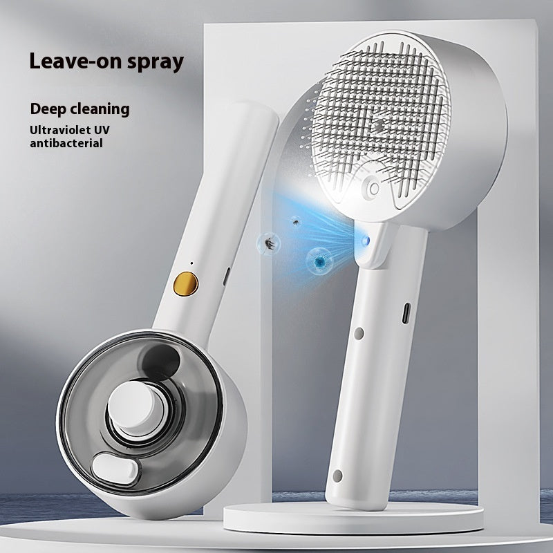 Pet Steam Grooming Brush & Self‑Cleaning Hair Remover