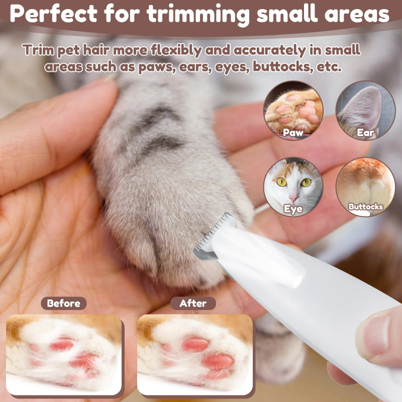 Waterproof Pet Paw Trimmer with LED Light & Wide Blade
