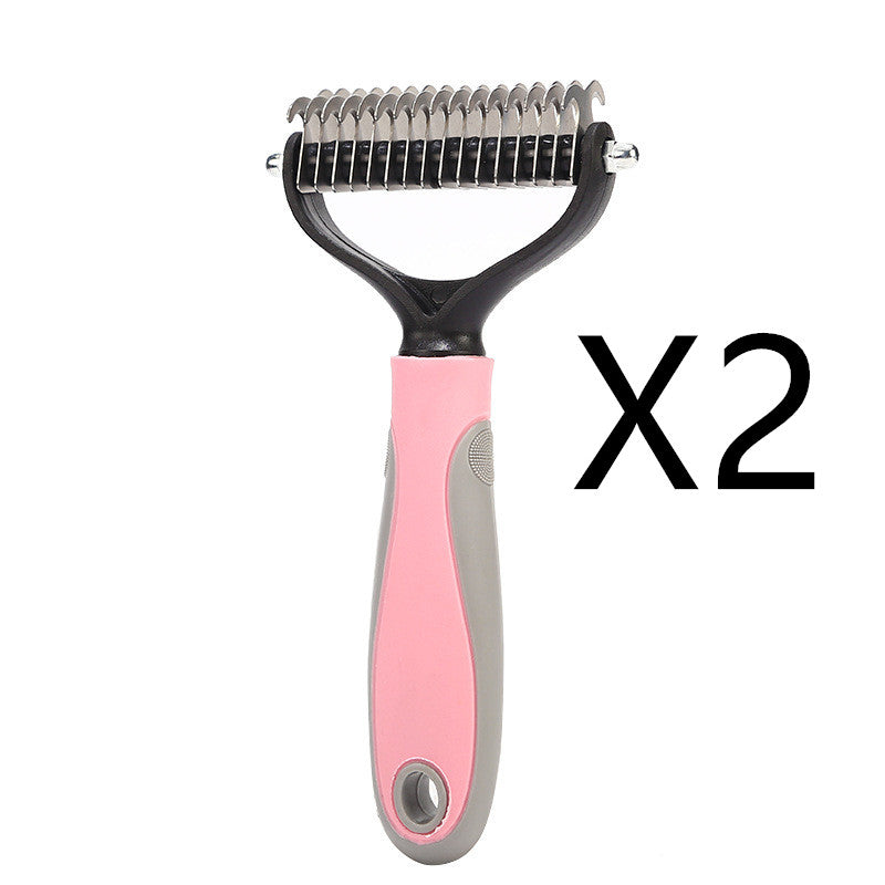 Stainless Steel Double‑Sided Pet Dematting & Shedding Brush