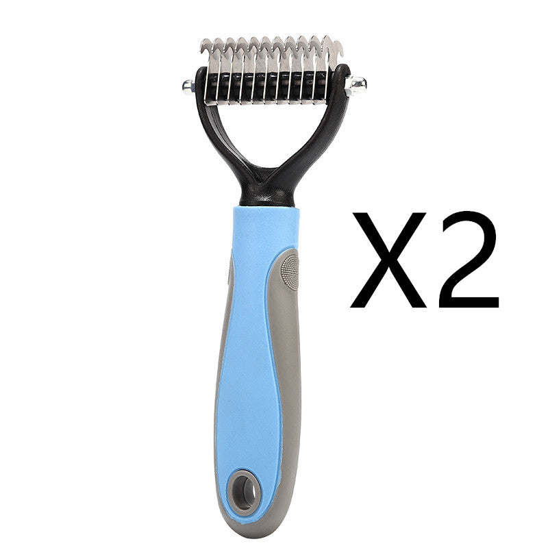 Stainless Steel Double‑Sided Pet Dematting & Shedding Brush