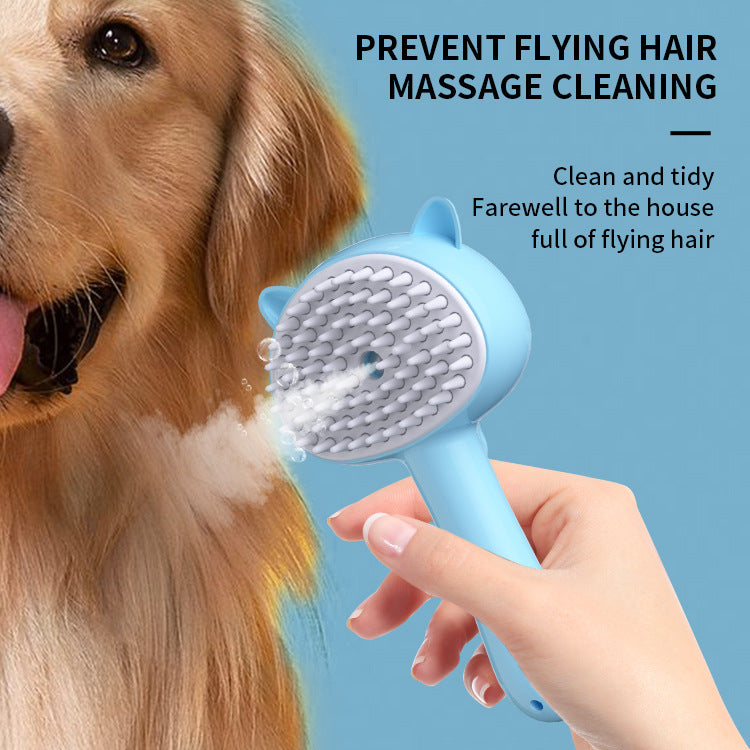 Rechargeable Self‑Cleaning Pet Grooming Brush with Mist – Cats & Dogs