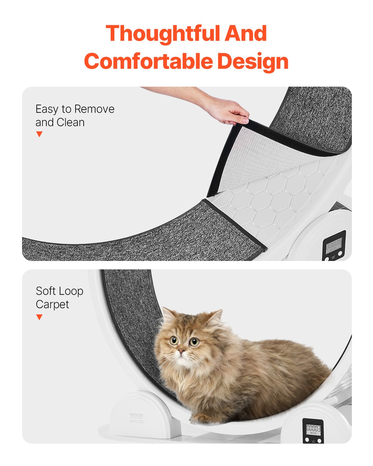 Cat Exercise Wheel With Pedometer 40.8 Cat Treadmill For Pet Health White