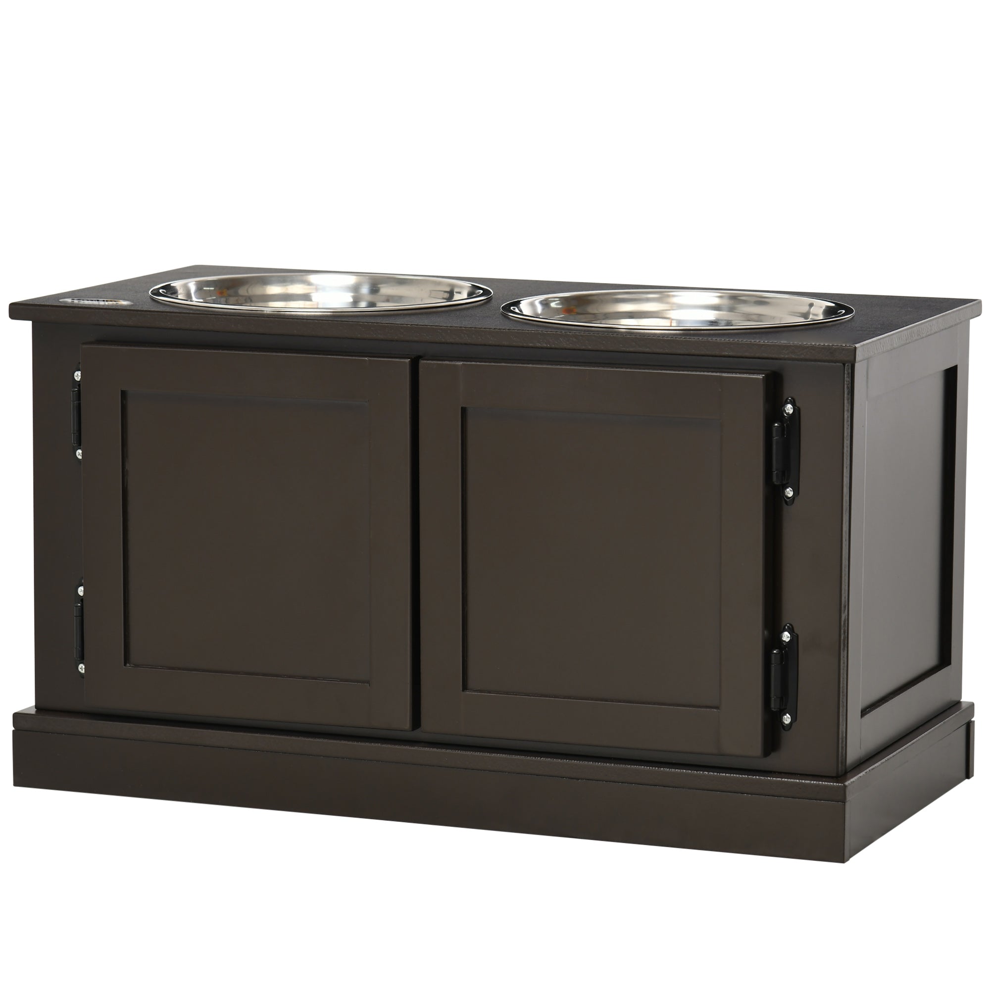 Elevated Dog Bowls with Storage & Stainless Bowls – Coffee