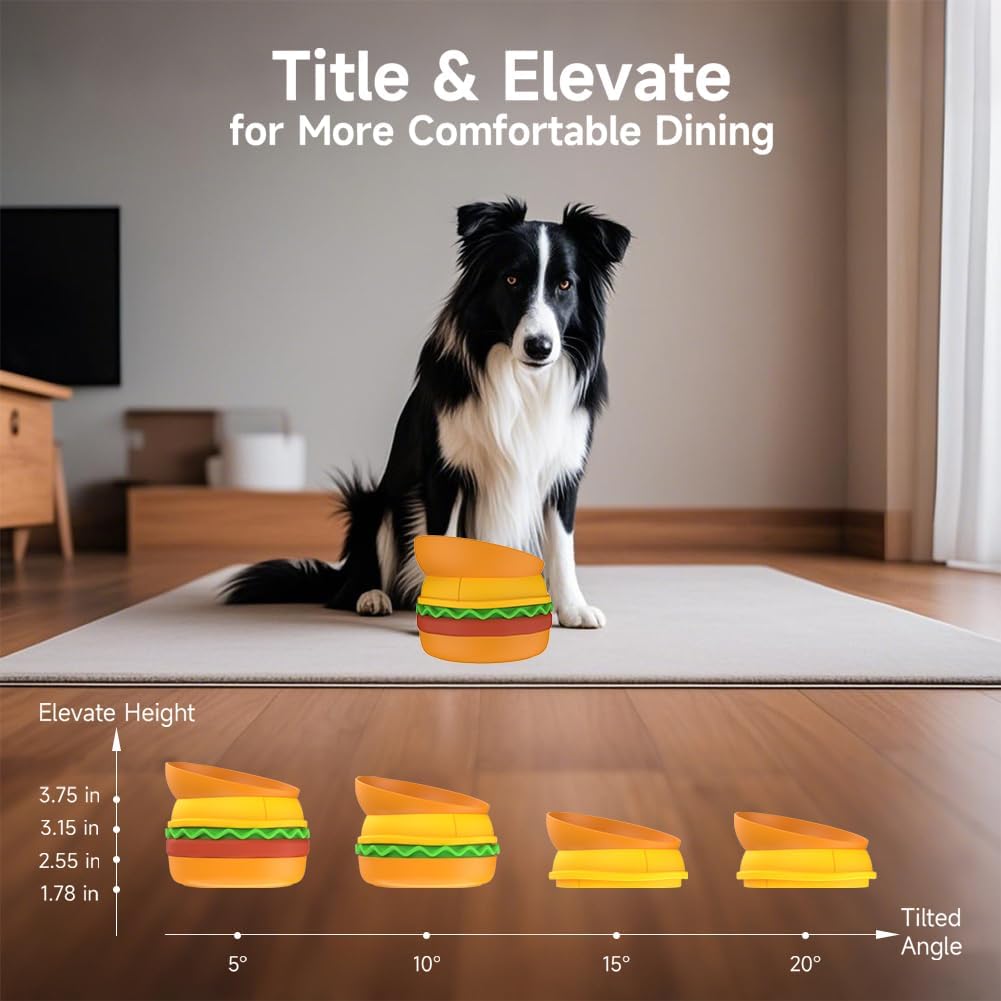 5‑in‑1 Multi‑Layer Pet Bowl Set with Hamburger Design