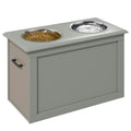 Raised Pet Feeding Station with Stainless Bowls & Storage – Gray