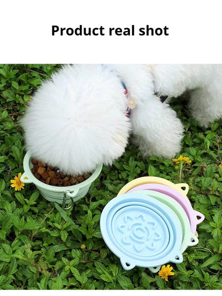 3‑in‑1 Collapsible Travel Dog Bowl with Slow‑Feeder & Suction Base
